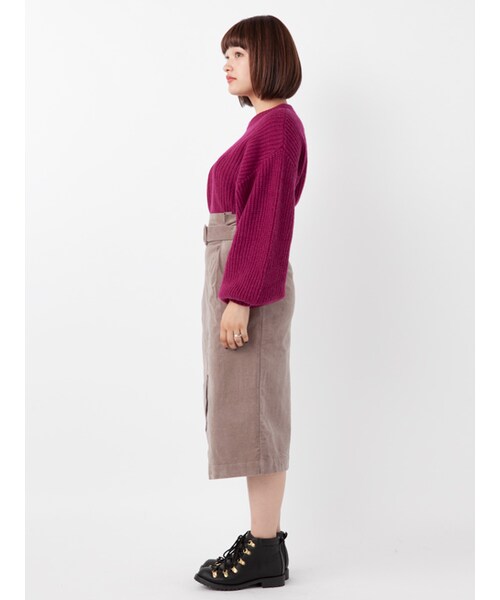 w closet（ダブルクローゼット）の「ウエストリボン付きラップ風スカート（スカート・レディース・グレージュ/Dサックス/Dピンク/Dグレー・FREE）」の6枚目の写真