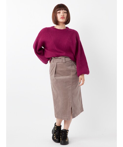 w closet（ダブルクローゼット）の「ウエストリボン付きラップ風スカート（スカート・レディース・グレージュ/Dサックス/Dピンク/Dグレー・FREE）」の15枚目の写真