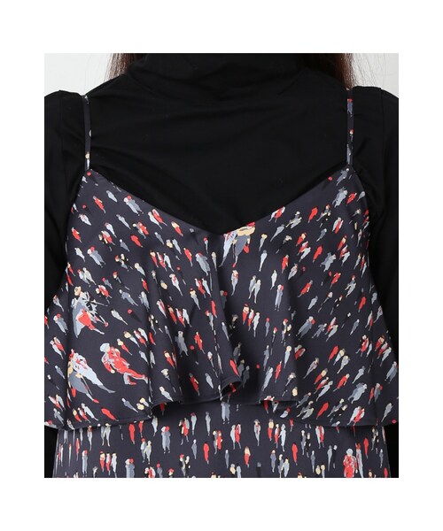 JOURNAL STANDARD（ジャーナルスタンダード）の「ピープルプリントキャミワンピース（ワンピース/ドレス・ネイビー・フリー）」の6枚目の写真