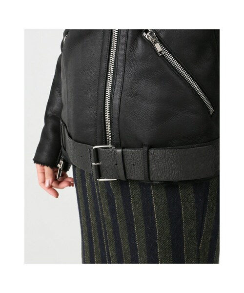 JOURNAL STANDARD relume（ジャーナルスタンダード　レリューム）の「ムートンライダースジャケット（ジャケット/アウター・ブラック・38）」の12枚目の写真