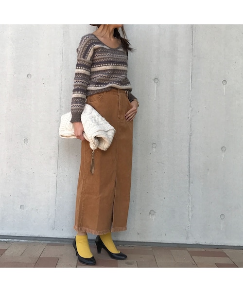 copine（コピン）の「コーデュロイフリンジロングスカート(2color)【クリックポスト対象商品】（スカート・レディース・その他）」の3枚目の写真