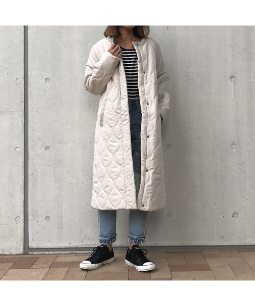 copine（コピン）の「再入荷！！今期も大注目！ノーカラーキルティングロングダウンコート（4color）（ダウンジャケット/コート・レディース・その他）」の8枚目の写真