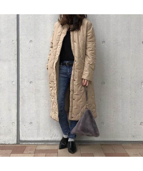 copine（コピン）の「再入荷！！今期も大注目！ノーカラーキルティングロングダウンコート（4color）（ダウンジャケット/コート・レディース・その他）」の6枚目の写真