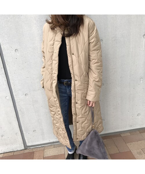 copine（コピン）の「再入荷！！今期も大注目！ノーカラーキルティングロングダウンコート（4color）（ダウンジャケット/コート・レディース・その他）」の7枚目の写真