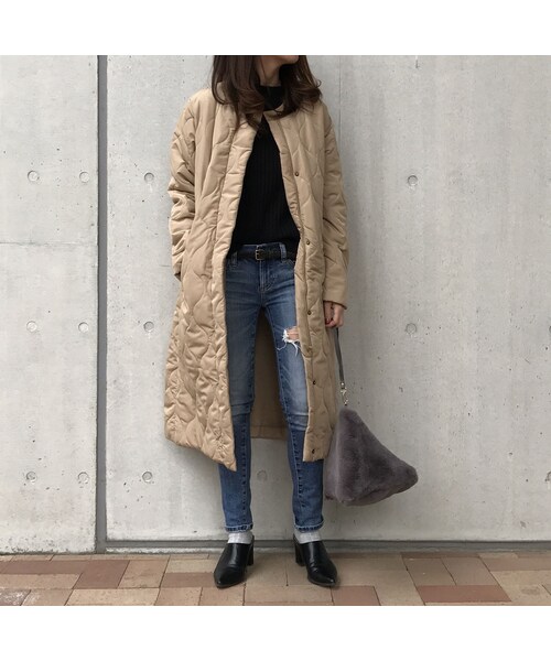 copine（コピン）の「再入荷！！今期も大注目！ノーカラーキルティングロングダウンコート（4color）（ダウンジャケット/コート・レディース・その他）」の2枚目の写真