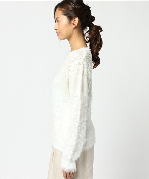 actuel（アクチュエル）の「異素材MIXニット（ニット/セーター・レディース・オフホワイト/グレー/ピンク・FREE）」の5枚目の写真