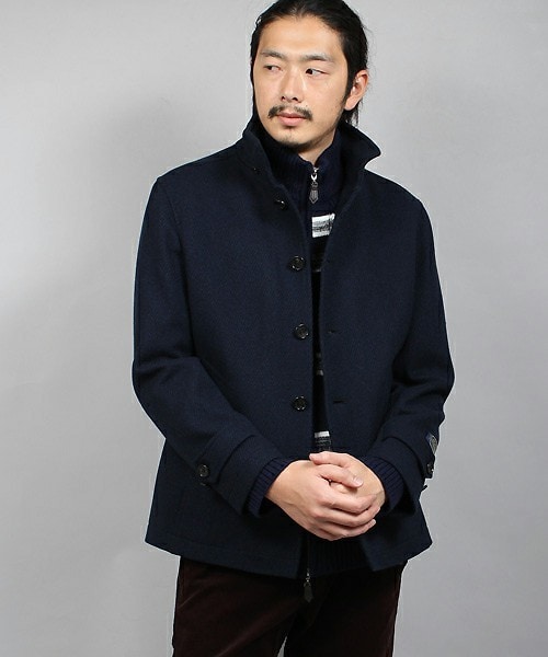 【MEN'S BIGI】美品 カシミヤ混 ライナー着脱 撥水 ウィンドペン 紺M ピンチェックウインドーペーンベスト/別売りスーツセットあり｜メンズ