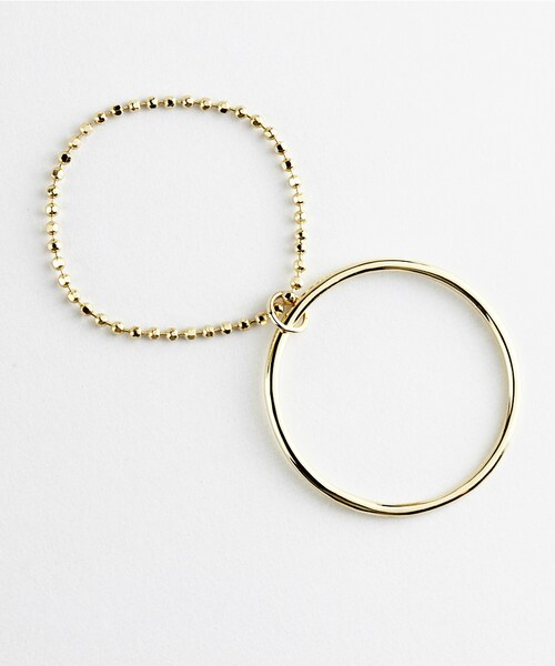 pinacoteca（ピナコテーカ）の「ピナコテーカ 697 エレガント ライン ボールチェーン コンビ リング ピンキーリング（リング・レディース・ゴールド・マイナス5号〜13号）」の3枚目の写真