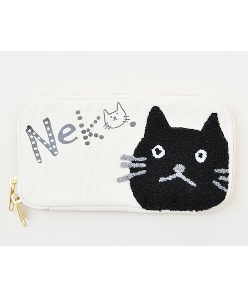 UP SMILE（アップスマイル）の「猫ちゃんサガラ刺繍マルチポーチ