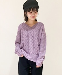 archives | ラメ入りケーブル編みVネックニットプルオーバー(ニット/セーター)