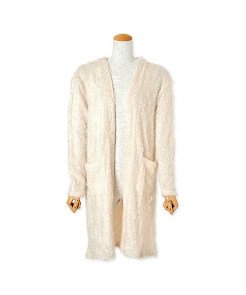 flower（フラワー）の「shaggy long cardigan ～ｼｬｷﾞｰﾛﾝｸﾞｶｰﾃﾞｨｶﾞﾝ（カーディガン/ボレロ・レディース・pink/ivory/black・FREE）」の2枚目の写真
