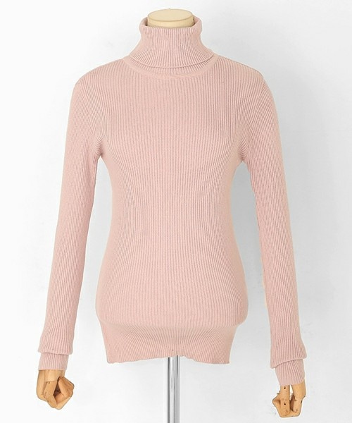 DHOLIC（ディーホリック）の「タートルネックスリムフィットリブニットTシャツ（Tシャツ/カットソー・レディース・ブラック/アイボリー/ピンク/ワイン・FREE）」の3枚目の写真