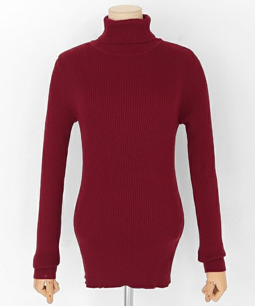 DHOLIC（ディーホリック）の「タートルネックスリムフィットリブニットTシャツ（Tシャツ/カットソー・レディース・ブラック/アイボリー/ピンク/ワイン・FREE）」の4枚目の写真