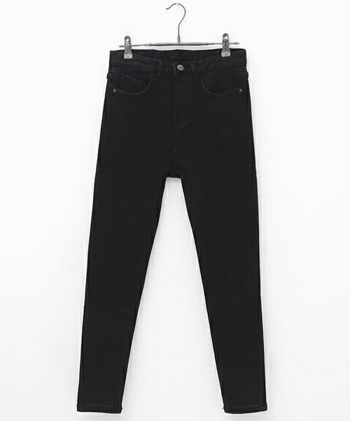 DHOLIC（ディーホリック）の「ファーライニングデニムスキニーパンツ（デニムパンツ・レディース・ディープブルーデニム/ブラック・26/27/28/29/30）」の2枚目の写真