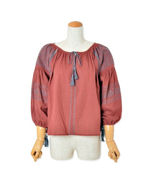 flower（フラワー）の「garden emb top ～ガーデンエンブロイダリートップ（Tシャツ/カットソー・レディース・black/red/gray・FREE）」の3枚目の写真