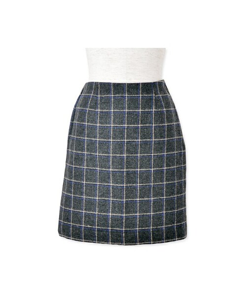 flower（フラワー）の「compact check skirt ～ｺﾝﾊﾟｸﾄﾁｪｯｸｽｶｰﾄ（スカート・レディース・gray/D.gray・FREE）」の2枚目の写真