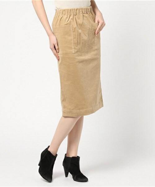 archives（アルシーヴ）の「コーデュロイミモレ丈スカート（スカート・レディース・アイボリー/ブラウン/ベージュ/サックスブルー・MEDIUM）」の3枚目の写真