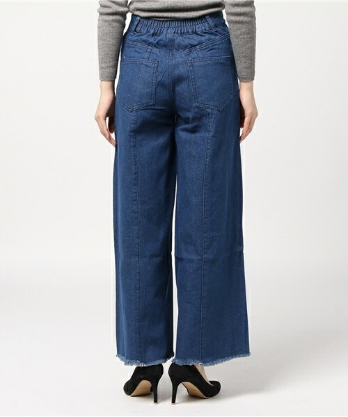 archives(アルシーヴ)の「【ZOZOTOWN限定】フリンジヘム切替ワイドパンツ(デニムパンツ・レディース・ネイビー/ロイヤルブルー・MEDIUM)」の11枚目の写真