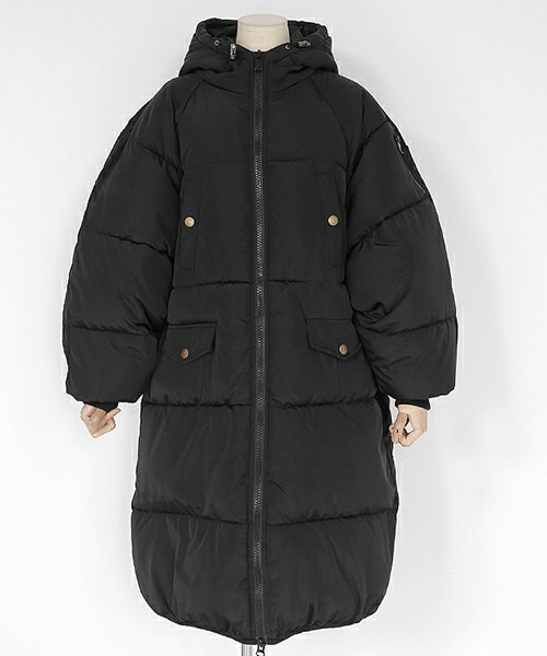 DHOLIC（ディーホリック）の「中綿ボリュームフードジャケット（ナイロンジャケット・レディース・カーキ/ブラック・FREE）」の2枚目の写真