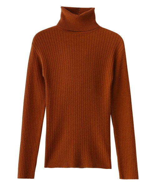 GRL（グレイル）の「ワイドリブタートルネックニット（ニット/セーター・レディース・オフホワイト/ブラック/グレー/ダークオレンジ・M）」の4枚目の写真