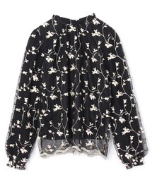 mysty woman | 刺繍チュールプチハイネックブラウス(トップス)