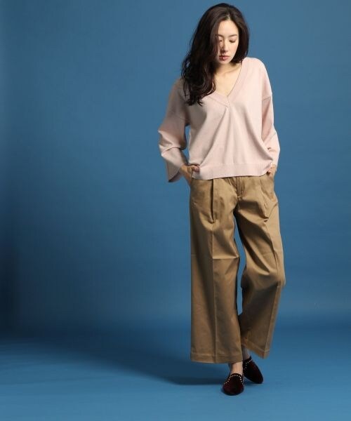 BLISS POINT（ブリスポイント）の「CPUチノワイドパンツ（パンツ・ベージュ/カーキ/ネイビー）」の5枚目の写真
