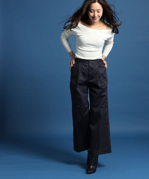 BLISS POINT（ブリスポイント）の「CPUチノワイドパンツ（パンツ・ベージュ/カーキ/ネイビー）」の3枚目の写真