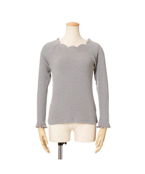 F i.n.t（フィント）の「スカラップ衿ぐりニットソーロンT/F&A（ニット/セーター・レディース・その他）」の3枚目の写真