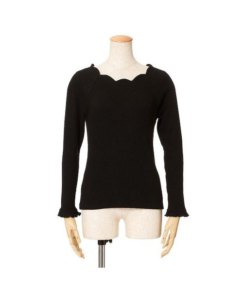 F i.n.t（フィント）の「スカラップ衿ぐりニットソーロンT/F&A（ニット/セーター・レディース・その他）」の4枚目の写真