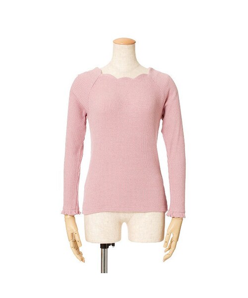 F i.n.t（フィント）の「スカラップ衿ぐりニットソーロンT/F&A（ニット/セーター・レディース・その他）」の2枚目の写真