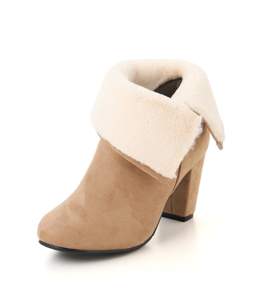 Honeys（ハニーズ）の「ファー付ブーツ（ブーツ・レディース・クロ/コン/グレー/ベージュ・Ｍ/Ｌ/ＬＬ）」の3枚目の写真