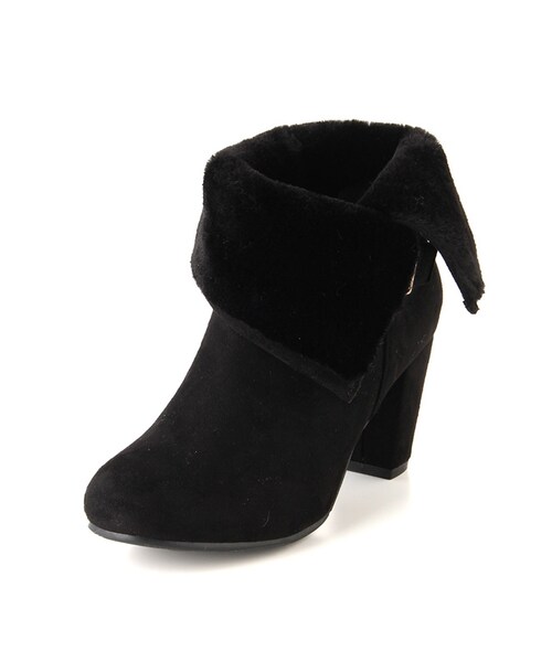 Honeys（ハニーズ）の「ファー付ブーツ（ブーツ・レディース・クロ/コン/グレー/ベージュ・Ｍ/Ｌ/ＬＬ）」の2枚目の写真