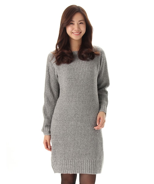 Honeys（ハニーズ）の「ボートネックワンピース（ワンピース・レディース・クロＭｉｘ/コンＭｉｘ/グレーＭｉｘ/ベージュＭｉｘ・Ｍ/Ｌ）」の3枚目の写真