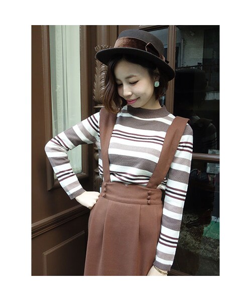 F i.n.t（フィント）の「レトロボーダーハイネックニットプルオーバー/F&A（ニット/セーター・レディース・その他）」の2枚目の写真