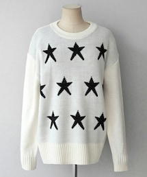 DHOLIC | ラウンドネック星柄ニットプルオーバー(ニット/セーター)