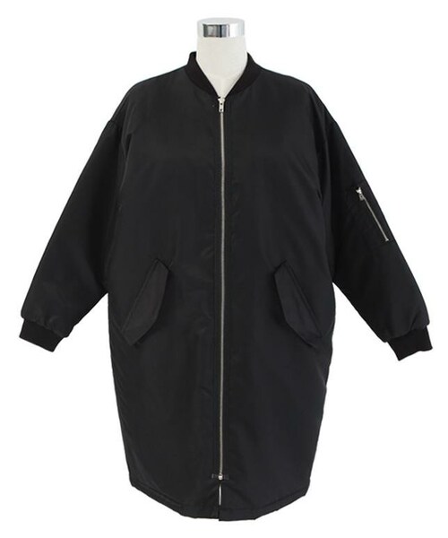 Dailyabout(デイリーアバウト)の「シンプルジップアップロングダウンコート(P0000UDX)(ダウンジャケット/コート・レディース・ブラック・FREE)」の1枚目の写真