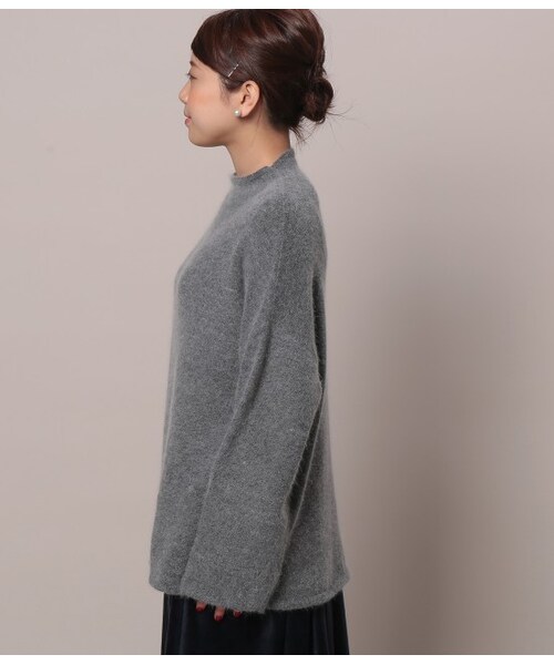 LE JUN（ルジュン）の「アンゴラ混ボトルネックニットプルオーバー（トップス・グレー/ネイビー/レッド・F）」の5枚目の写真