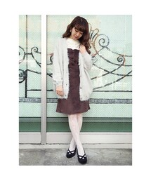 F i.n.t | ベロアくるみ釦シャギーニットカーディガン/F&A(カーディガン/ボレロ)