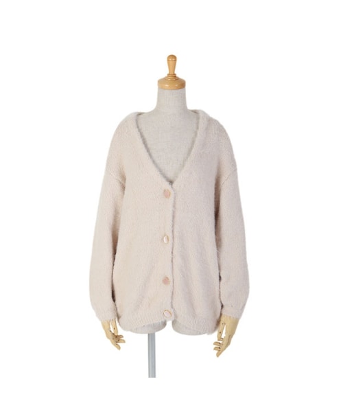 F i.n.t（フィント）の「ベロアくるみ釦シャギーニットカーディガン/F&A（カーディガン/ボレロ・レディース・その他）」の2枚目の写真