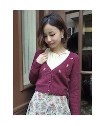 an another angelus | 衿ぐりローズ刺繍ニットカーディガン/an another angelus(カーディガン/ボレロ)