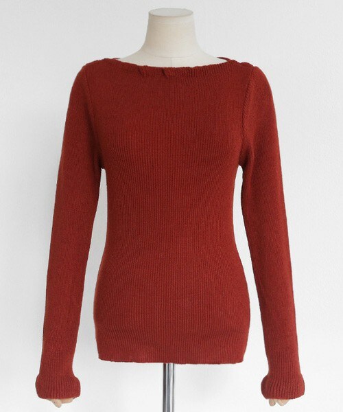 DHOLIC（ディーホリック）の「ボートネックスリムリブニットプルオーバー（ニット/セーター・レディース・ピンクブラウン/アイボリー/ダークレッド/ブラック・FREE）」の4枚目の写真