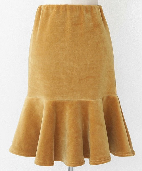 DHOLIC（ディーホリック）の「べロアマーメイドミディスカート（スカート・レディース・ブラック/マスタード/ディープグリーン・FREE）」の3枚目の写真