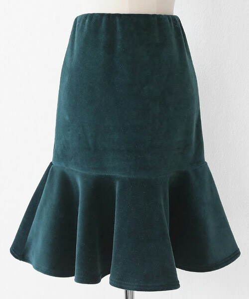 DHOLIC（ディーホリック）の「べロアマーメイドミディスカート（スカート・レディース・ブラック/マスタード/ディープグリーン・FREE）」の2枚目の写真