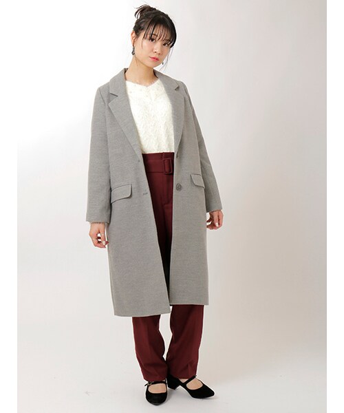 w closet（ダブルクローゼット）の「ロングチェスターコート（ジャケット/アウター・レディース・ピンクベージュ/キャメル/グレー/ネイビー・FREE）」の13枚目の写真