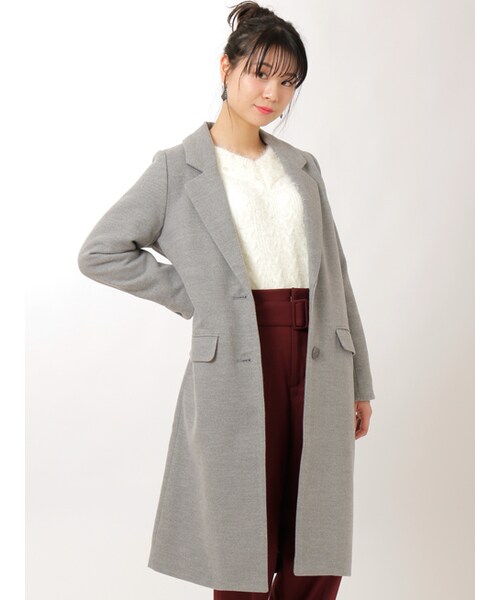 w closet（ダブルクローゼット）の「ロングチェスターコート（ジャケット/アウター・レディース・ピンクベージュ/キャメル/グレー/ネイビー・FREE）」の5枚目の写真