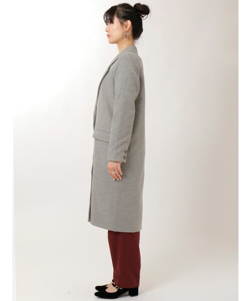 w closet（ダブルクローゼット）の「ロングチェスターコート（ジャケット/アウター・レディース・ピンクベージュ/キャメル/グレー/ネイビー・FREE）」の6枚目の写真