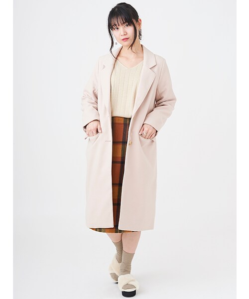 w closet（ダブルクローゼット）の「ロングチェスターコート（ジャケット/アウター・レディース・ピンクベージュ/キャメル/グレー/ネイビー・FREE）」の14枚目の写真