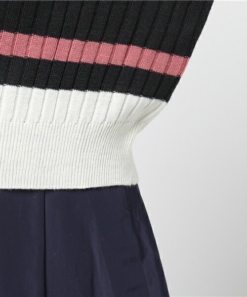 archives（アルシーヴ）の「ワイドリブマルチボーダーニット（ニット/セーター・レディース・オフホワイト/ネイビー/ピンク・MEDIUM）」の9枚目の写真