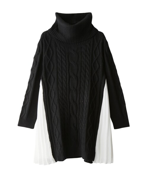 GRL（グレイル）の「サイドプリーツ切替ケーブルニットワンピース（ワンピース・レディース・グレー/ブラック/ピンク/オフホワイト・M）」の3枚目の写真