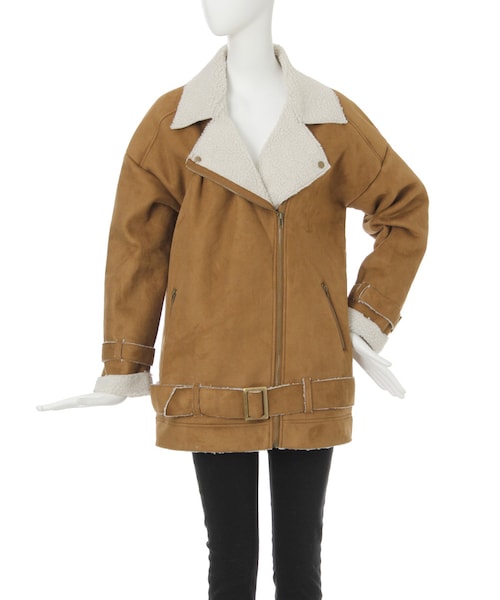 EVRIS（エヴリス）の「フェイクムートンライダース（ジャケット/アウター・レディース・ベージュ/キャメル・F）」の3枚目の写真